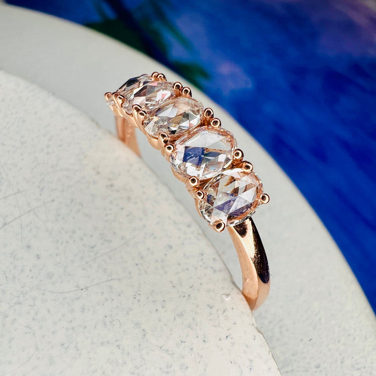 Viola Rose Cut Diamond Wedding Ring In Rose Gold Side View