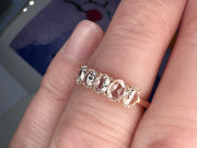 Viola Rose Cut Diamond Wedding Ring In Rose Gold Shown On The Finger