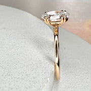 Profile View Of the Jessa Oval Lab Grown Diamond Solitaire Engagement Ring Yellow Gold - Double Claw Prongs