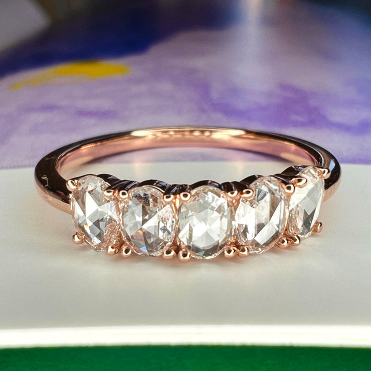 Viola Rose Cut Diamond Wedding Ring In Rose Gold