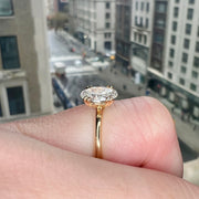 Side View On Hand Jessa Oval Lab Grown Diamond Solitaire Engagement Ring Yellow Gold - Double Claw Prongs