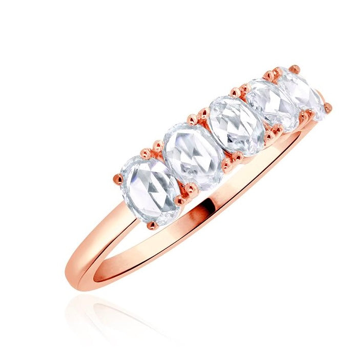Viola Rose Cut Diamond Wedding Ring In Rose Gold Side View
