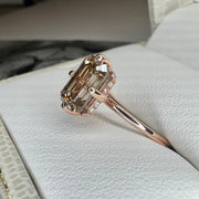 Sofia 2ct Natural Emerald-Cut Champagne Diamond Engagement Ring - Hidden Halo - Side View