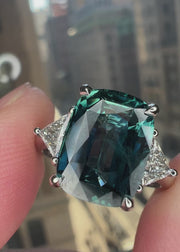 Cosette 5.11 Carat Natural Teal Sapphire Engagement Ring
