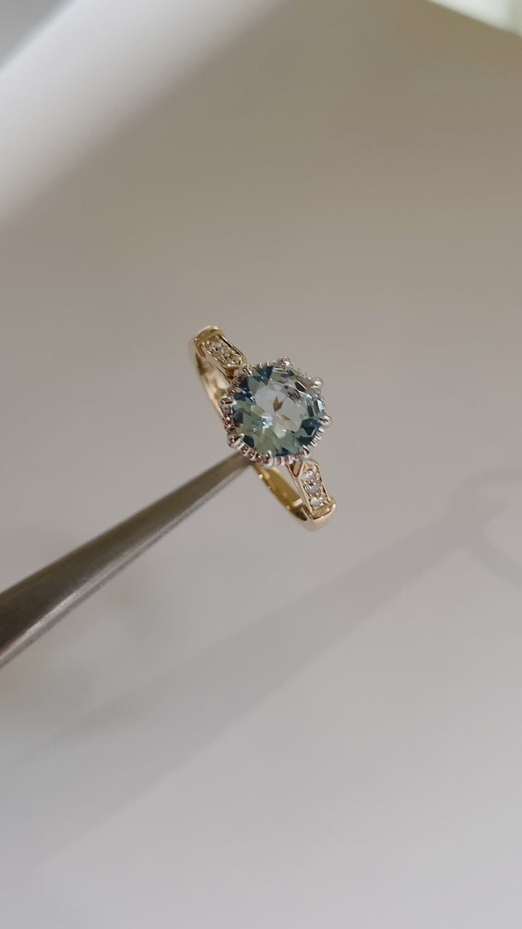 Video of Vintage-style aquamarine engagement ring by DANA WALDEN BRIDAL
