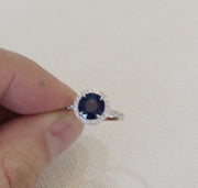 Video Amorette 2ct Lab Grown Blue Sapphire Halo Engagement Ring