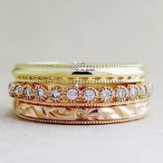 Arden Delicate Diamond Band in Wedding Band Stack by Dana Walden Chin & Rad Chin in NYC