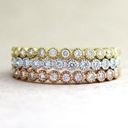 Stack of Arden Diamond Wedding Bands in Tri-Colors by Dana Walden Chin & Rad Chin in NYC