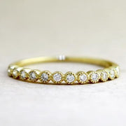 Arden Delicate Yellow Gold & Diamond Wedding Band with Vintage Accents by Dana Walden Chin & Rad Chin in NYC