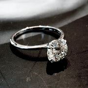 Handmade Bailey lab diamond solitaire engagement ring.