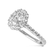 Alternate view of Lab diamond engagement ring with  lab-created diamond halo set in white gold.