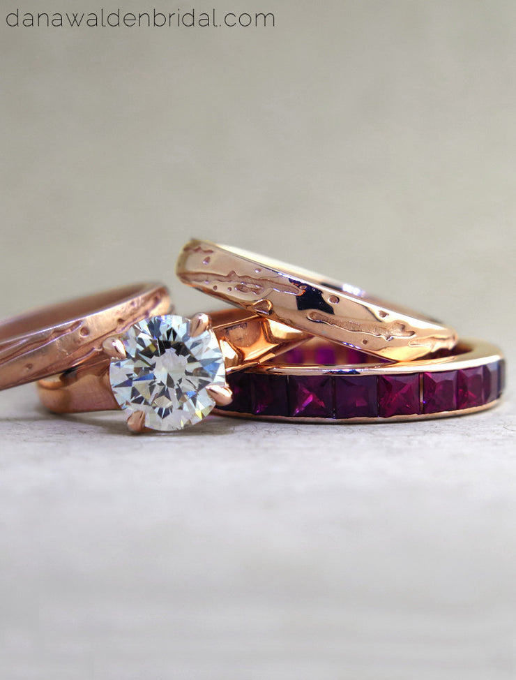 Handmade engagement ring and wedding bands by Dana Walden Bridal NYC.