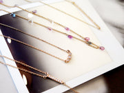 Handmade rose gold and ethical diamond necklace- DANA WALDEN. stacked with sapphires and diamond necklaces