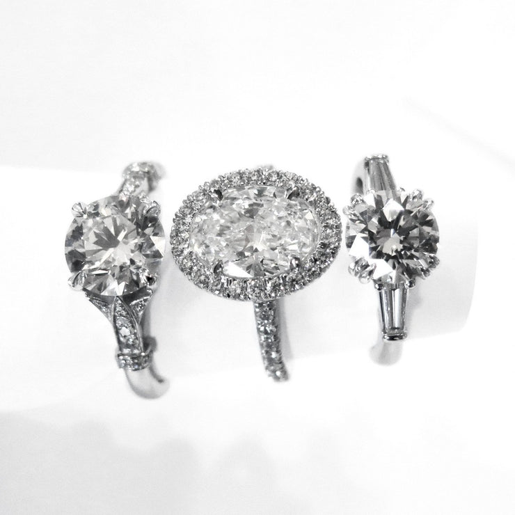 Diamond & Platinum Engagement Ring Trio - Custom Designed by Dana Walden Bridal in NYC