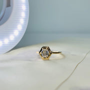 Henley Modern Hexagon Diamond Engagement Ring in Yellow Gold - Behind The Scenes
