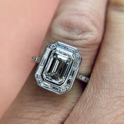 On hand: Ready to ship lab diamond Elena emerald-cut engagement ring with seamless halo- DANA WALDEN NYC