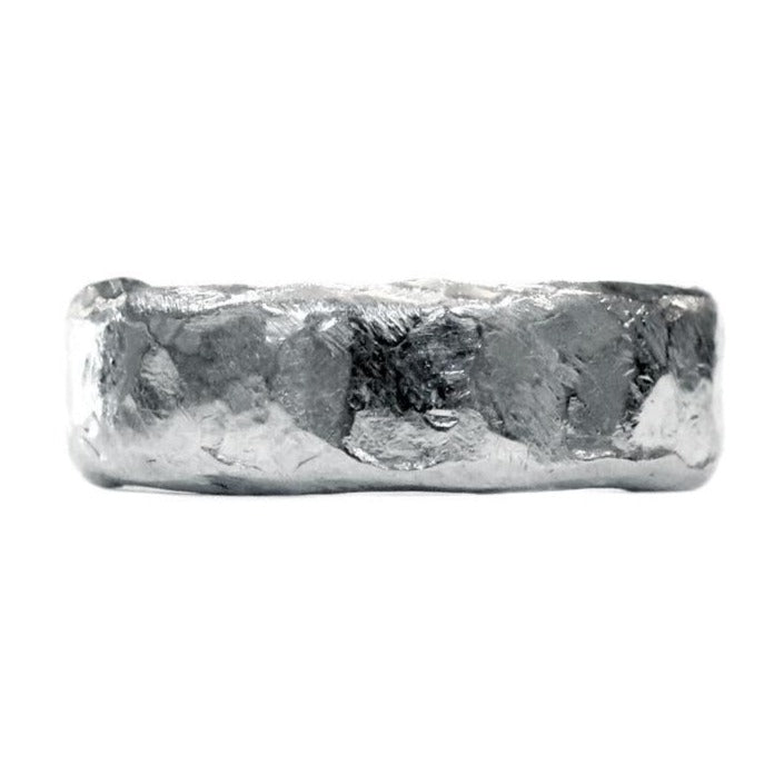 Unique Hammered Wedding Ring Band in Platinum with Organic Handmade Textures