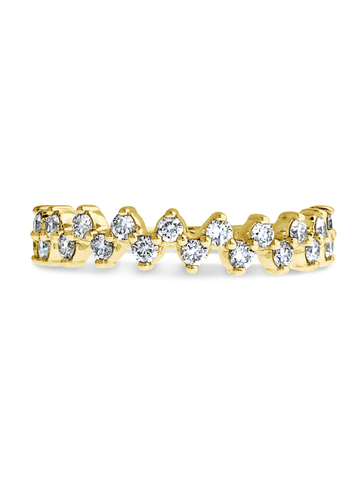 Unique Yellow Gold Natural Diamond Wedding Ring - Two rows of Diamonds - NYC