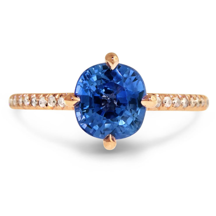 Ocean blue sapphire engagement ring by DANA WALDEN BRIDAL.
