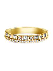 Unqiue double row diamond wedding band in yellow gold