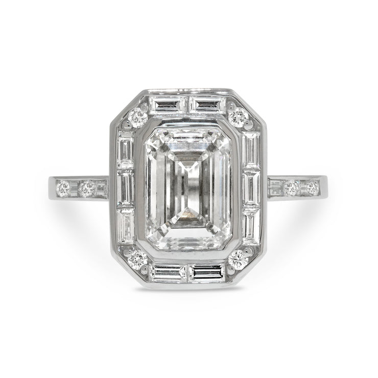 Elena II Art Deco Emerald-Cut Lab Diamond Engagement Ring- DANA WALDEN BRIDAL