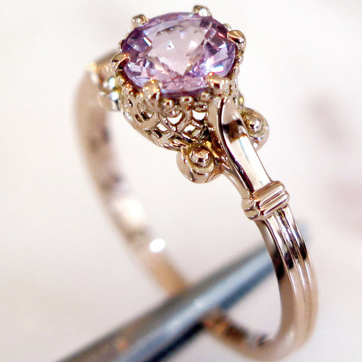 Unique Pink Sapphire Engagement Ring in Custom Rose Gold Design