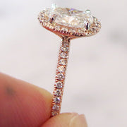 Diamond oval halo engagement ring- handmade unique engagement ring by DANA WALDEN.