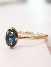 Eco-Friendly Rose Gold Teal Sapphire Engagment Ring - Made In Brooklyn