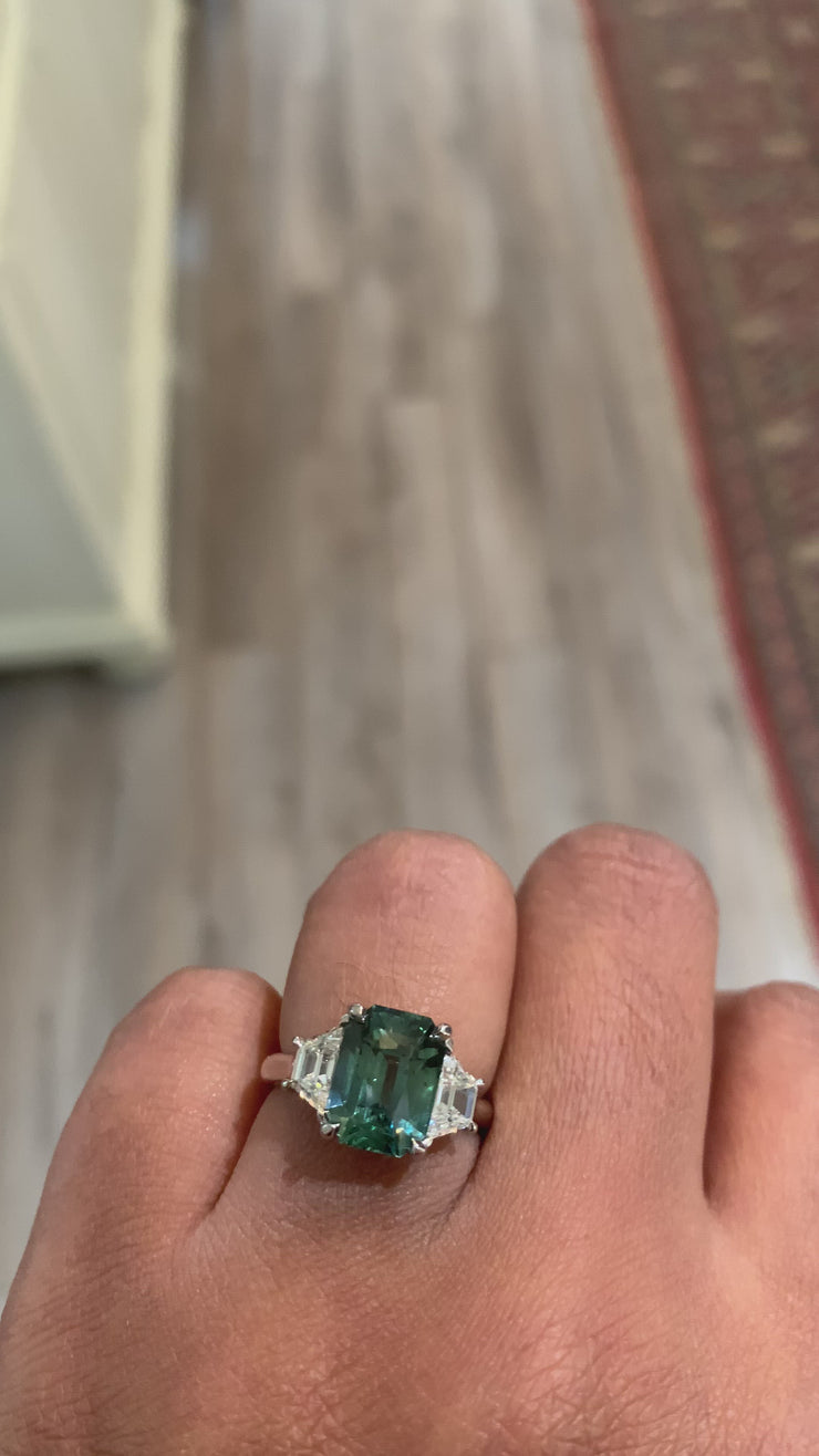 Oran emerald cut sapphire engagement ring on Rad&