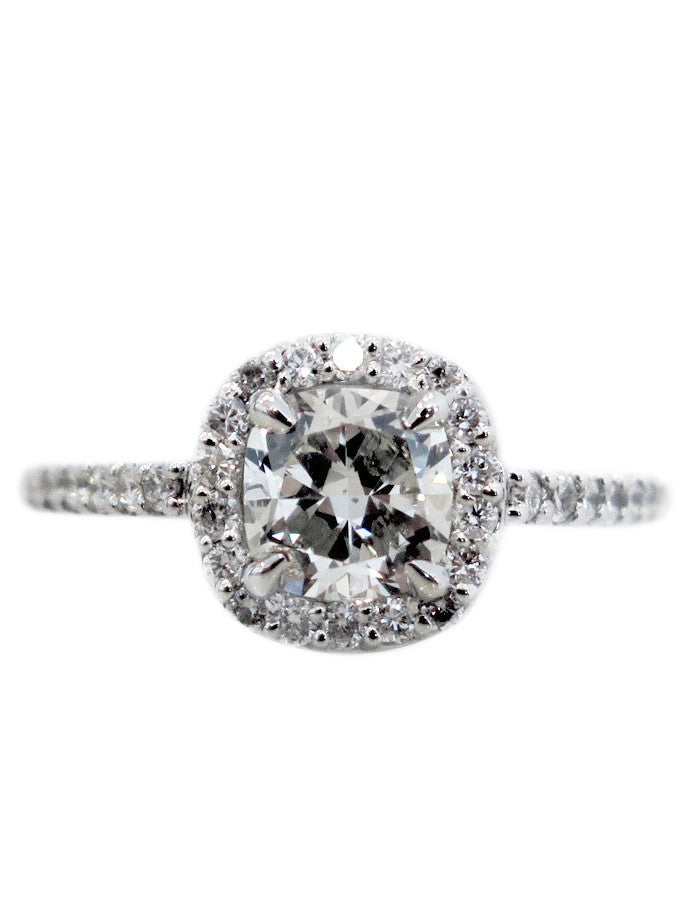 Unique handmade diamond halo engagement ring by Dana Walden NYC.