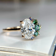 Isla - Side View - 1.60 Carat Lab Grown Diamond & Natural Sapphire Unique Halo Engagement Ring