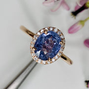 Purple Sapphire Rose Gold Halo Engagement Ring