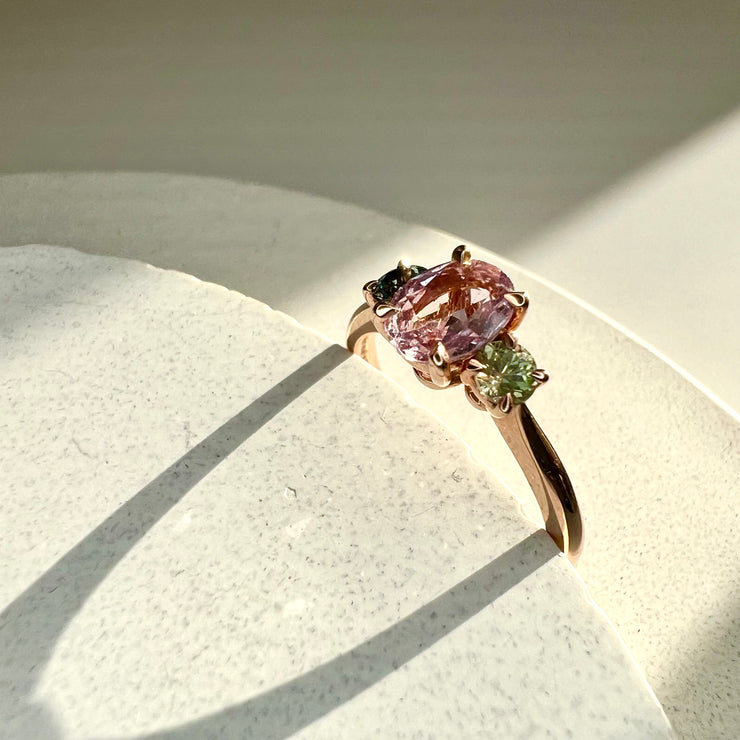 Magnolia 1.12ctw Multi-Sapphire  3 Stone Engagement Ring