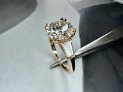 Leandra 2.09 Carat Lab Grown Diamond 3 Stone Engagement Ring  - Tapered Baguettes