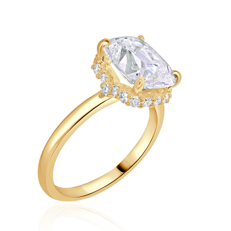 Freya 2 Carat Elongated Cushion Cut Lab Grown Diamond Engagement Ring Side View