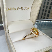 Dana Walden NYC Ring Box Nola 2.64 Carat Natural Oval-Cut Yellow Sapphire Halo Engagement Ring Eco-Friendly 18k Yellow Gold