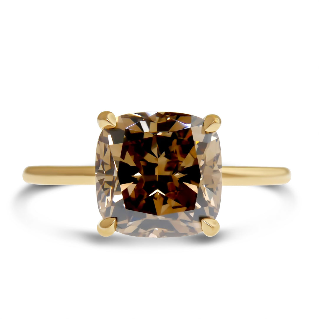Alessia Champagine Diamond Ring With Hidden Halo - Yellow Gold