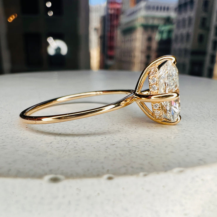 Mia 1.90 Ct Cushion Cut Lab Grown Diamond Engagement Ring with Hidden Halo