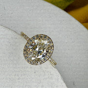 Delicate Halo Engagement Ring 18k Yellow Gold - 0.89 carat lab grown diamond
