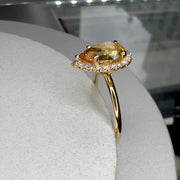 Shown From The Side Nola 2.64 Carat Natural Oval-Cut Yellow Sapphire Halo Engagement Ring Eco-Friendly 18k Yellow Gold