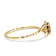 Emilia 1.02ct Natural Cushion-Cut Champagne Diamond Halo Engagement Ring Eco-Friendly 14k Yellow Gold Side View