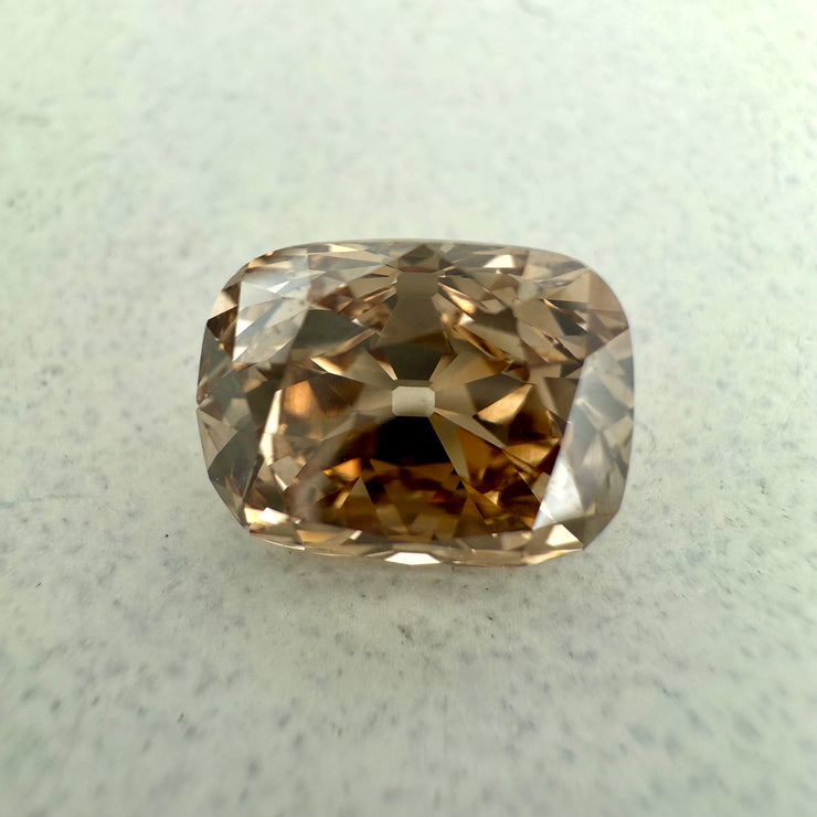 3.06 Carat Old Mine Cut Elongated Cushion Cut Champagne Diamond