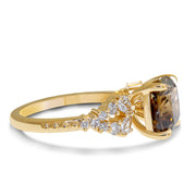 Angelique Cushion Cut Natural Champagne Diamond Engagement Ring (3.04ct) white background Side View