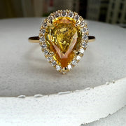 Nola 2.64 Carat Natural Oval-Cut Yellow Sapphire Halo Engagement Ring Eco-Friendly 18k Yellow Gold