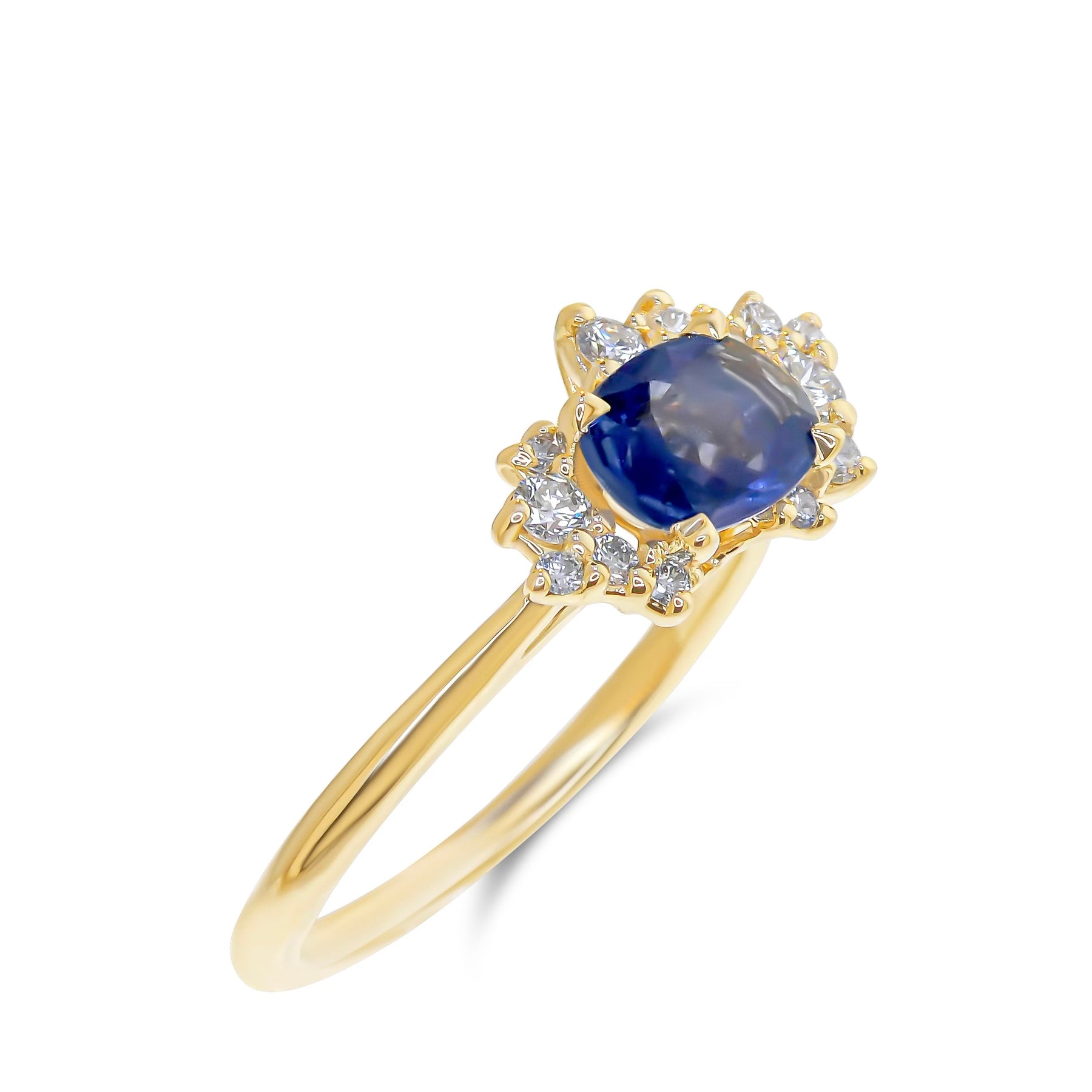 Astra Angel Rings Astra Natural Blue Sapphire Asymmetrical Cluster Engagement Ring
