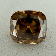 One of a kind natural 4.06 Carat Old Mine Cut square Cushion Cut Champagne Diamond