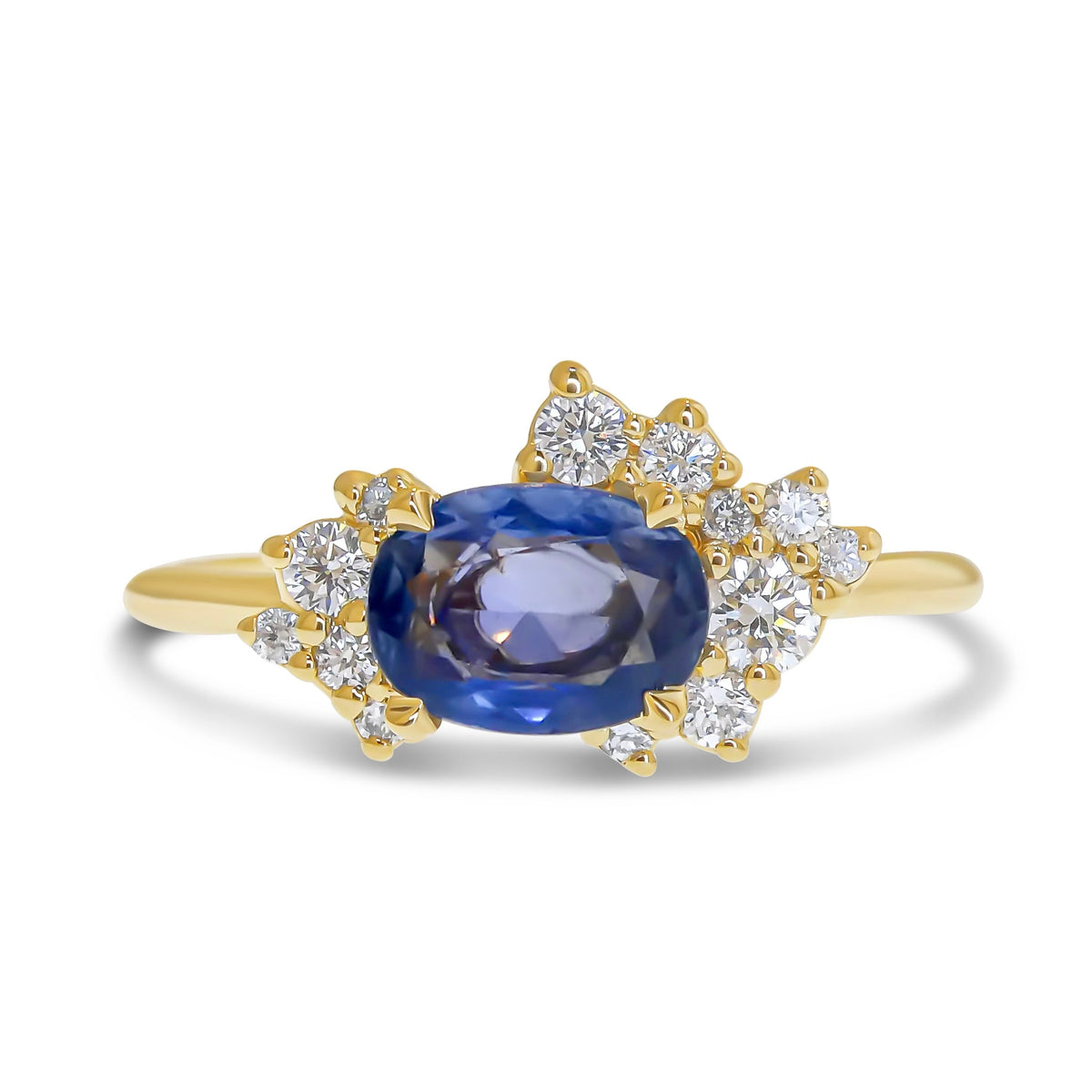 Astra Angel Rings Astra Natural Blue Sapphire Asymmetrical Cluster Engagement Ring ...