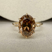Andrea Natural Oval Old Mine Cut Champagne Diamond Engagement Ring (2.33ct)