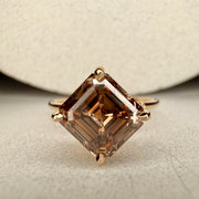 Aurora Asscher Cut Champagne Diamond Engagement Ring -  (2.64ct) Yellow Gold