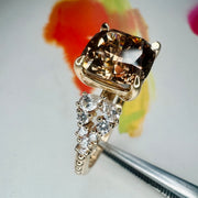 Angelique Cushion Cut Natural Champagne Diamond Engagement Ring (3.04ct) 3/4 View